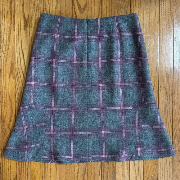 Talbots Petites Wool-Blend Gray & Lavender Plaid A-Line Skirt – Size 6P - Picture 2 of 9